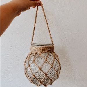Glass and macrame plant hanger